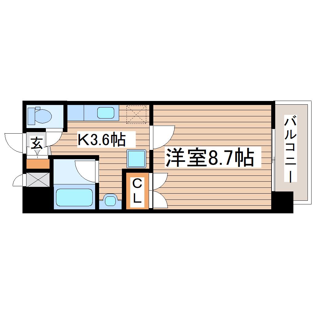 アムールシャトー(1K/5階)の間取り写真