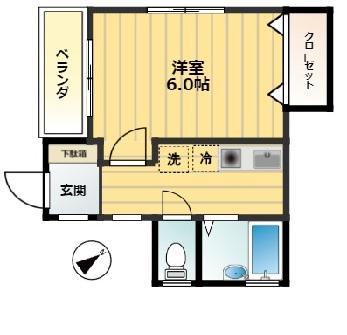 ブリリアントハウス(1K/3階)の間取り写真