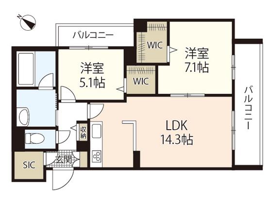 アンソレイエ古江(2LDK/2階)の間取り写真