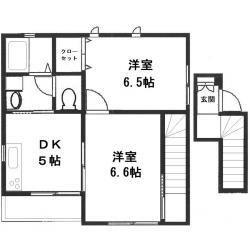 フェリーチェ D棟(2DK/1階)の間取り写真