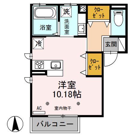 エーテル(ワンルーム/2階)の間取り写真
