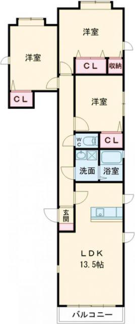 ヒルズ覚王山北(2SLDK/1階)の間取り写真