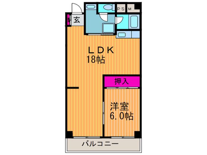 コンフォール見浪(1LDK/3階)の間取り写真