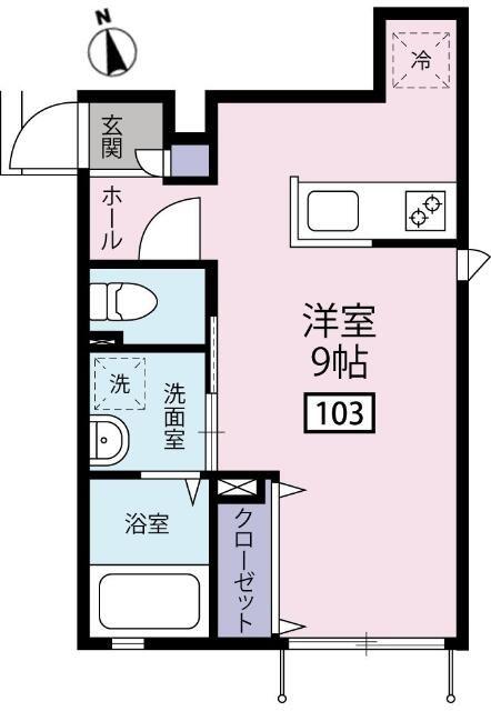 アーバンハウス大久保 A棟(ワンルーム/1階)の間取り写真