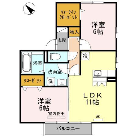 コルシェーヌ(2LDK/2階)の間取り写真