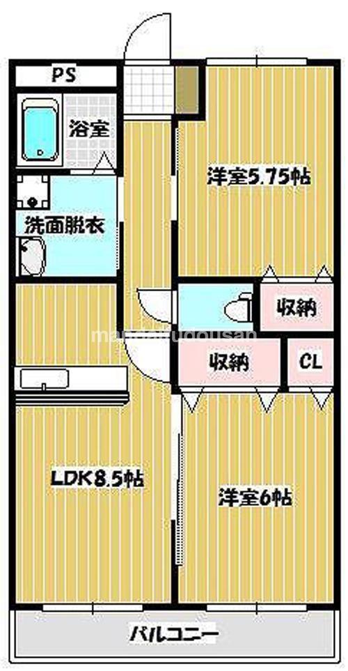 ライトプレイス(2LDK/2階)の間取り写真