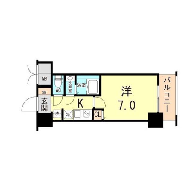 CRESTTAPP神戸湊町NOIR(1K/11階)の間取り写真