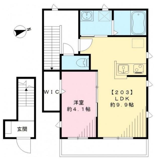 パーシモン(1LDK/2階)の間取り写真