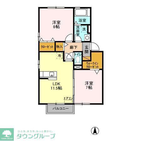 アルカディア四街道(2LDK/2階)の間取り写真