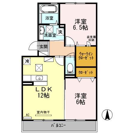 ドゥルミエール(2LDK/1階)の間取り写真