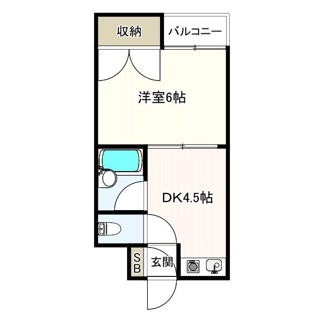 エステートTSUKUI(1DK/3階)の間取り写真