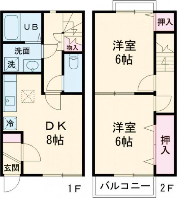 ABEND(2DK/1階)の間取り写真