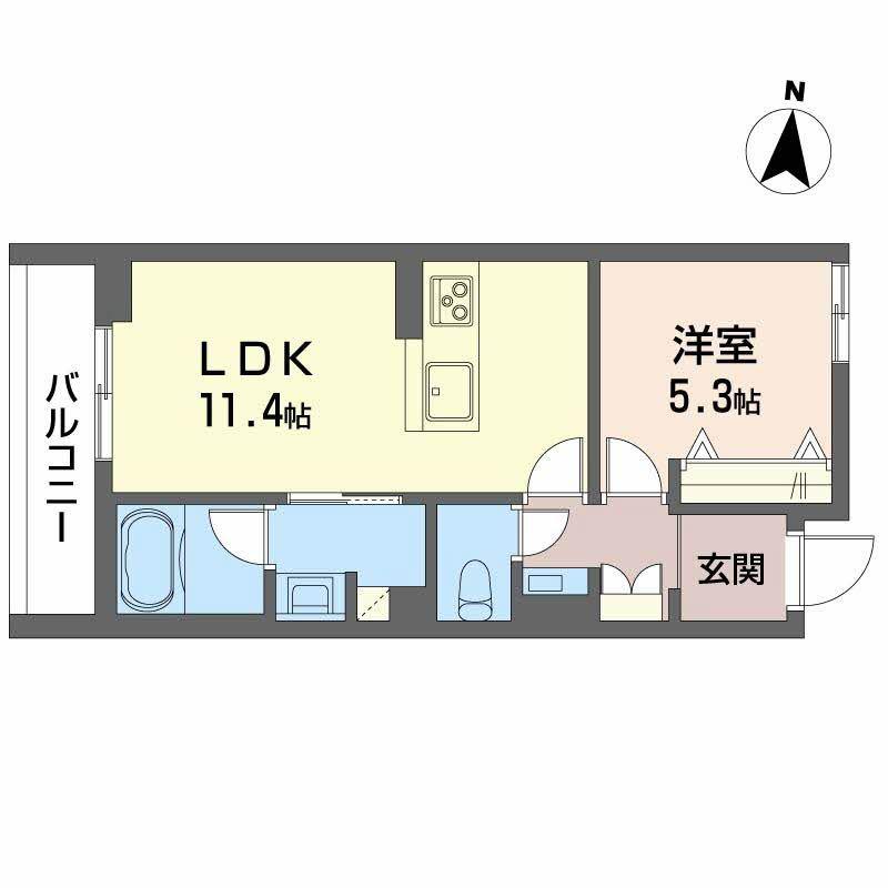 ザ・シグマ上杉(1LDK/2階)の間取り写真