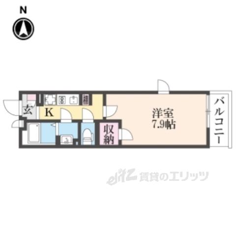 クレイノ蓬莱(1K/3階)の間取り写真