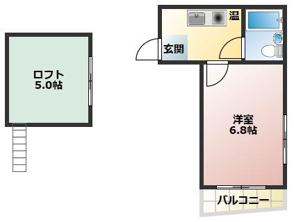三高・ハイライフ(1K/2階)の間取り写真