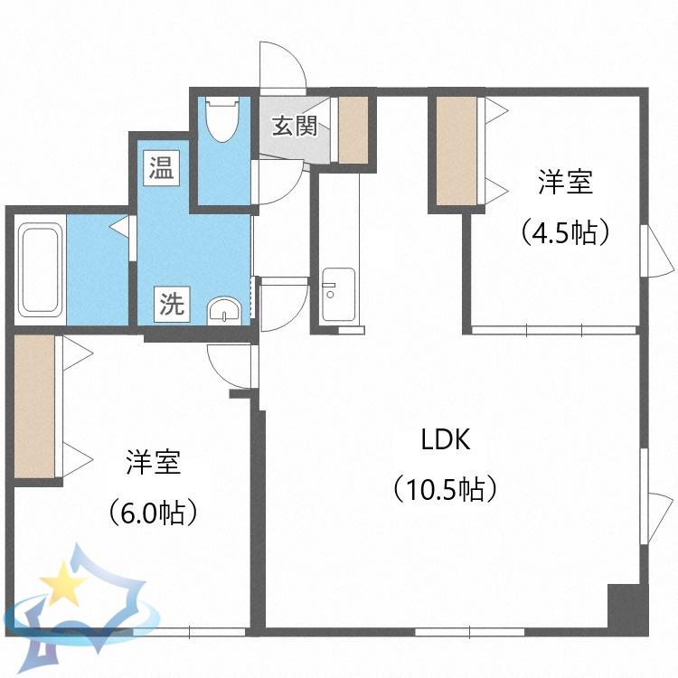 キャビン5(2LDK/4階)の間取り写真