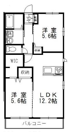 フローレンスII(2LDK/2階)の間取り写真