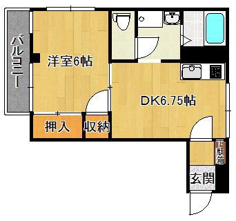 インパレスB(1DK/3階)の間取り写真