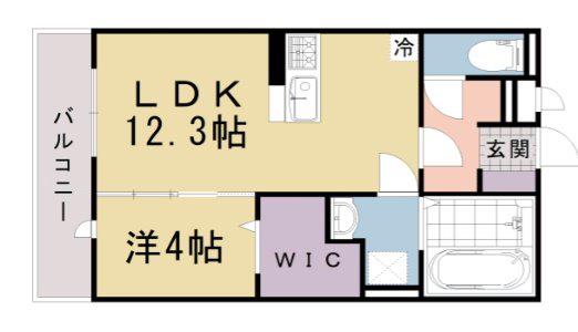 アリビオ向日町(1LDK/1階)の間取り写真
