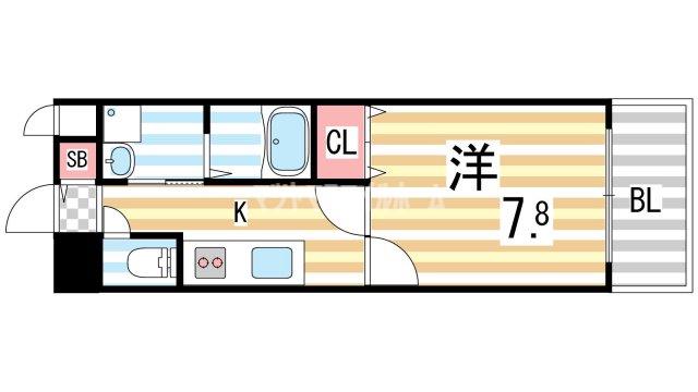 CASSIA住道(1K/9階)の間取り写真