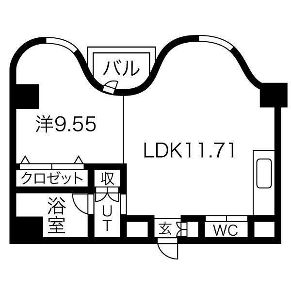 ZEUS Α(1LDK/8階)の間取り写真