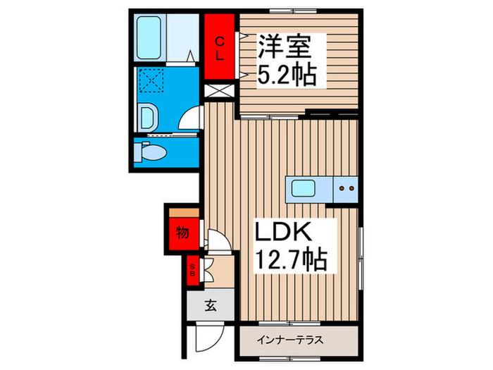 リーブルファイン松戸中和倉(1LDK/1階)の間取り写真