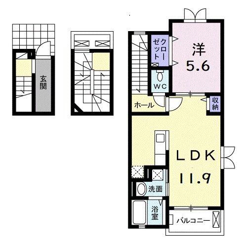 ARIOSO(1LDK/3階)の間取り写真