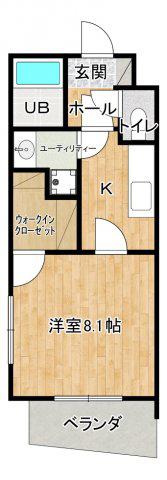 ヴィオラ北千里(1K/3階)の間取り写真
