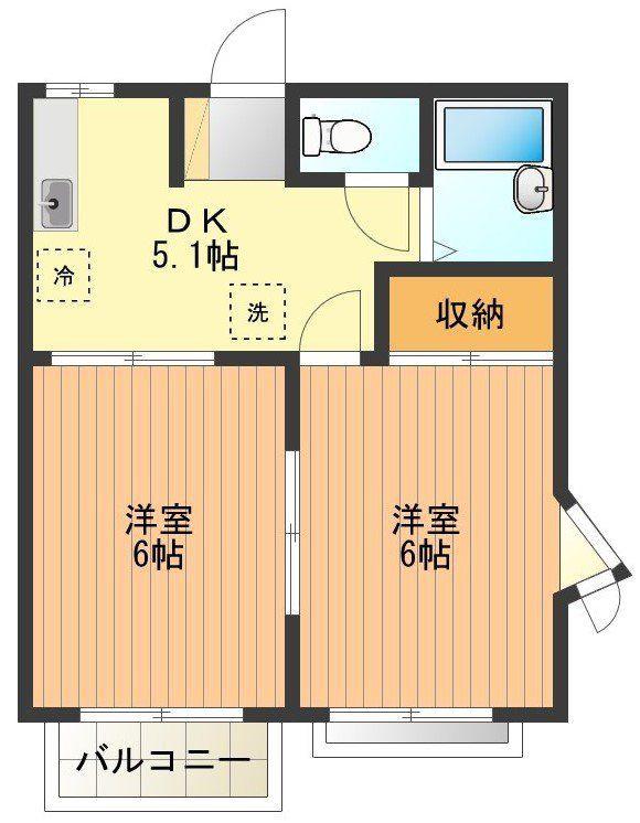 ドエル熊川(2DK/1階)の間取り写真