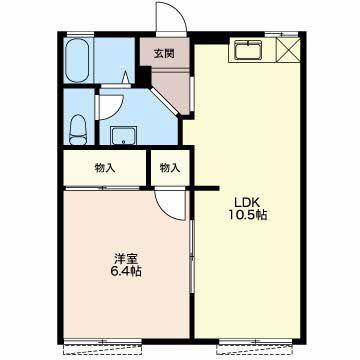 サンライズK B(1LDK/1階)の間取り写真