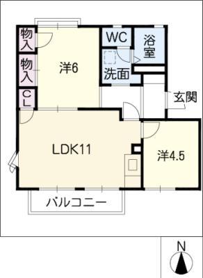 ジュリアン(2LDK/2階)の間取り写真