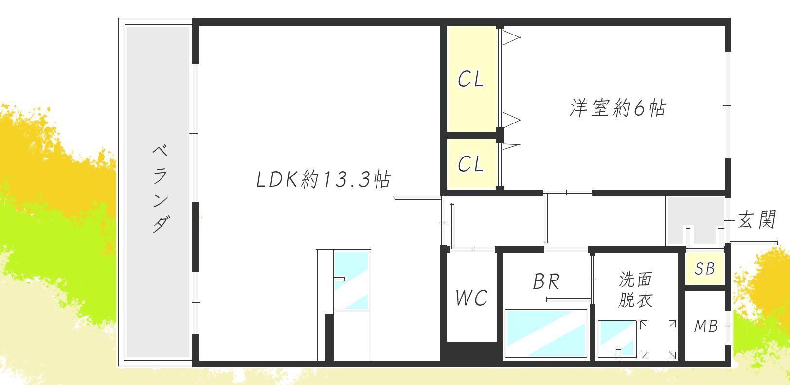 ドゥブラン上津(1LDK/1階)の間取り写真