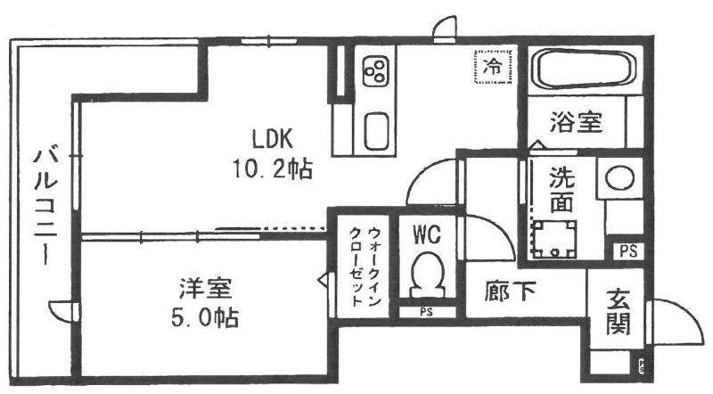 NS COURT(1LDK/2階)の間取り写真