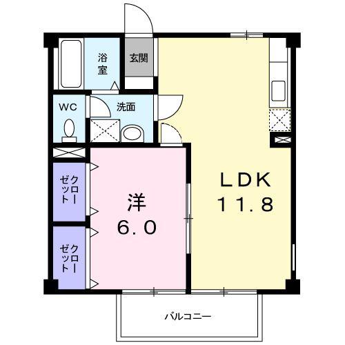 セントラルコーポII(1LDK/1階)の間取り写真