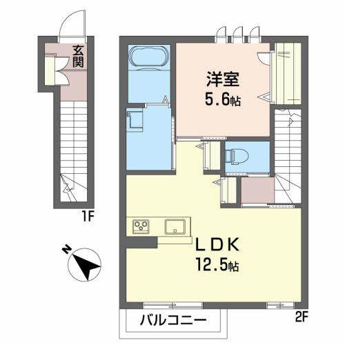ACCIO(1LDK/2階)の間取り写真