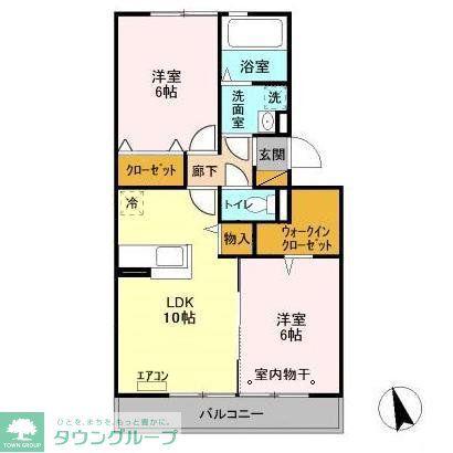 メゾンドシャルマン(2LDK/3階)の間取り写真