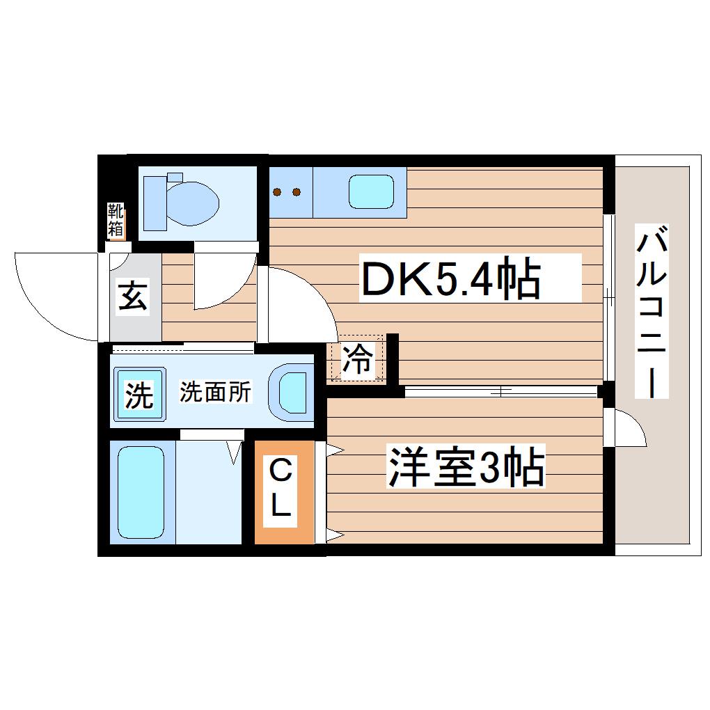 ロワン泉崎(1DK/1階)の間取り写真