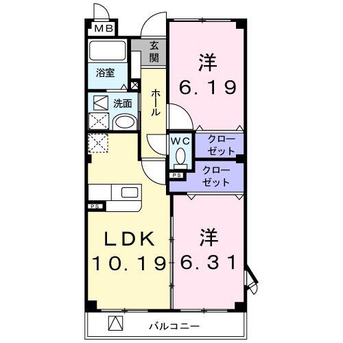 ブリッサ緑岡(2LDK/2階)の間取り写真
