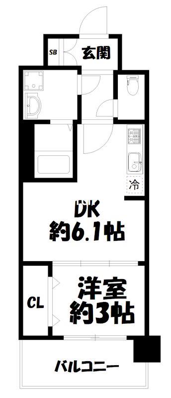 プレサンスTHE KYOTO 新町通(1DK/10階)の間取り写真