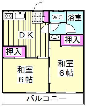 マンション赤坂 2号棟(2DK/3階)の間取り写真