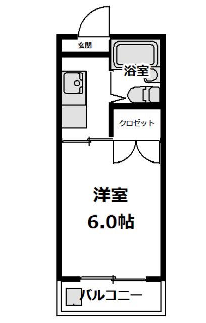 カーサK(1K/2階)の間取り写真