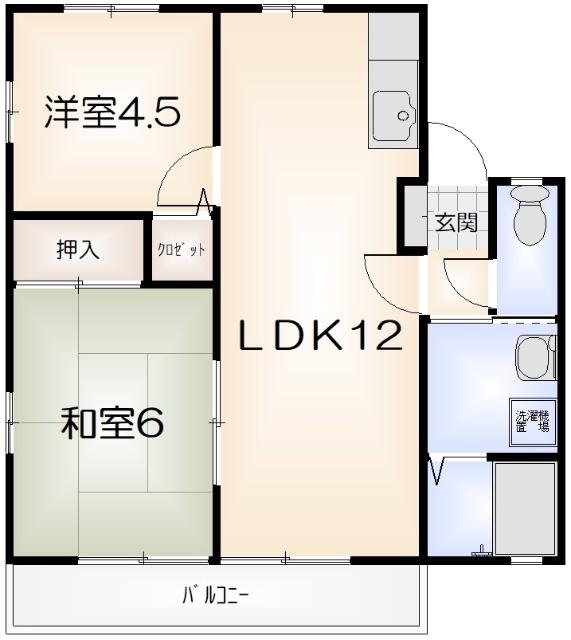 レトア三軒屋(2LDK/1階)の間取り写真