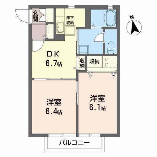 セフィラ旭B棟(2DK/1階)の間取り写真