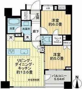 ザ ライオンズ中野坂上(2LDK/2階)の間取り写真
