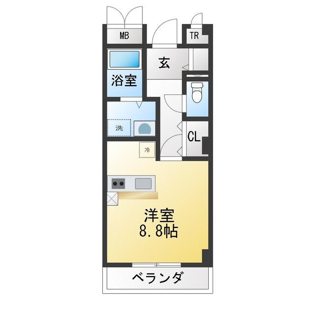 ラウレール(ワンルーム/4階)の間取り写真