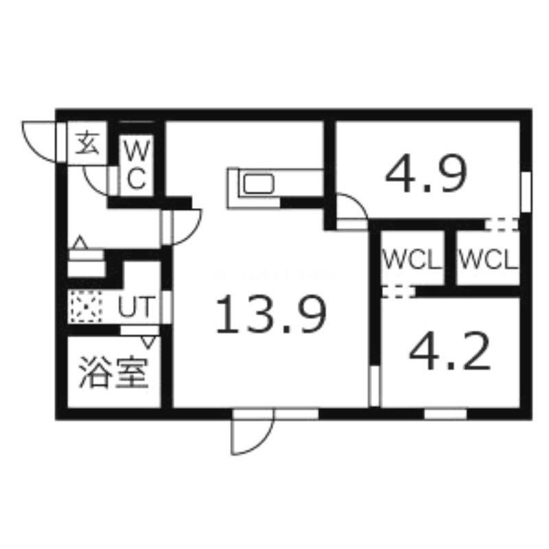 RIVIERE 手稲 AVANCE(2LDK/1階)の間取り写真