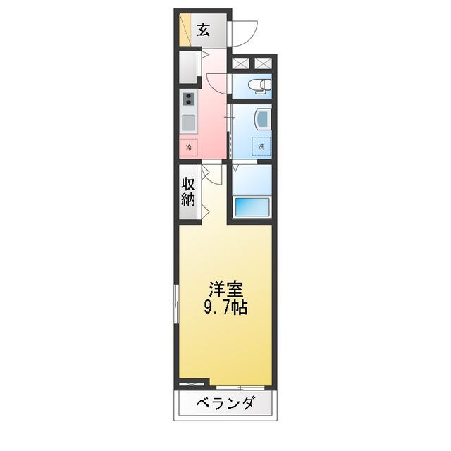 ゼフィールII(1K/2階)の間取り写真
