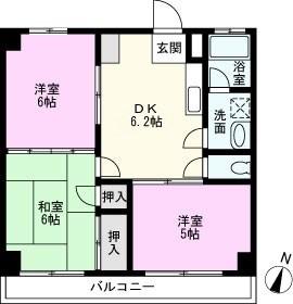 TSハイツA(3DK/3階)の間取り写真