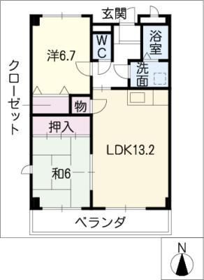 メゾンソレイユ(2LDK/2階)の間取り写真