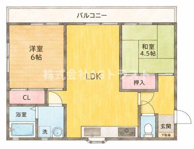 トミーハイツ2号館(2LDK/2階)の間取り写真